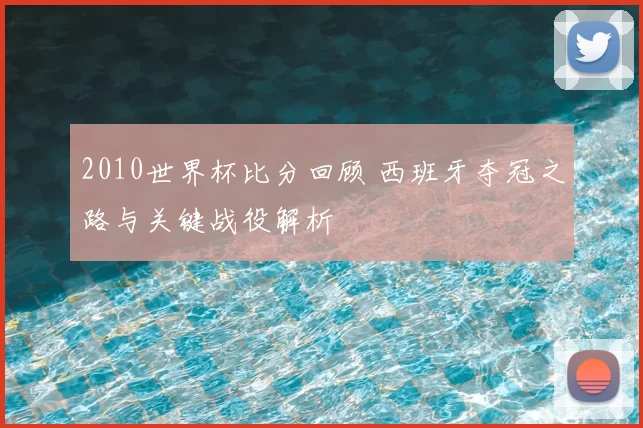 2010世界杯比分回顾 西班牙夺冠之路与关键战役解析